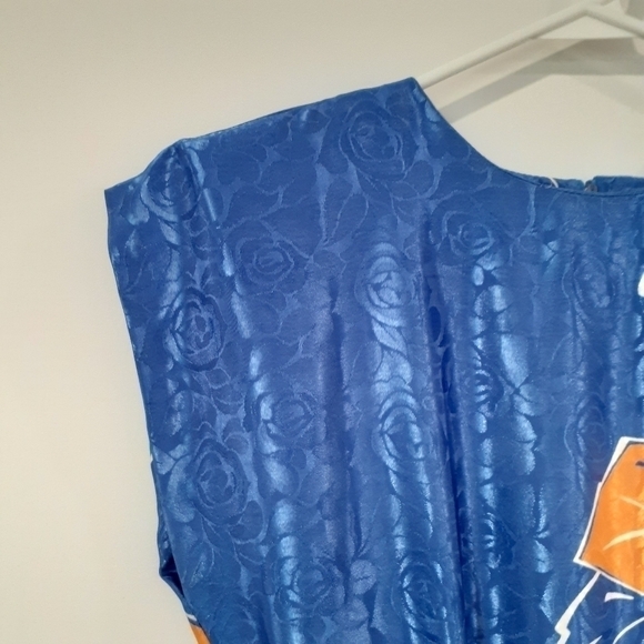 80's Sheath Hibiscus Dress with Peplum - Picture 4 of 9